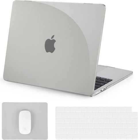 Etui kompatybilne z MacBook Air 2022 13,6" M2 A2681, przezroczyste, twarde