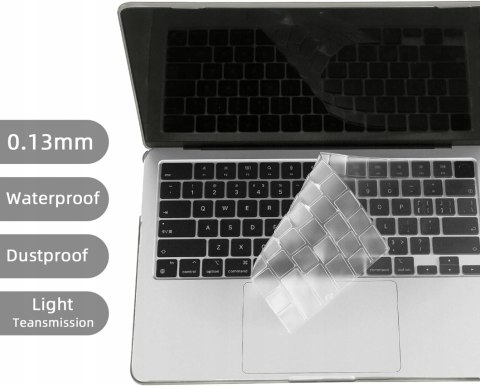 Etui kompatybilne z MacBook Air 2022 13,6" M2 A2681, przezroczyste, twarde